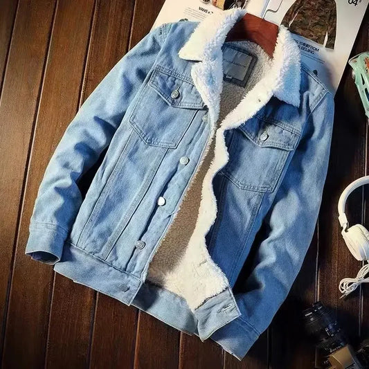 Men’s Fleece-lined Thickened Denim Jacket