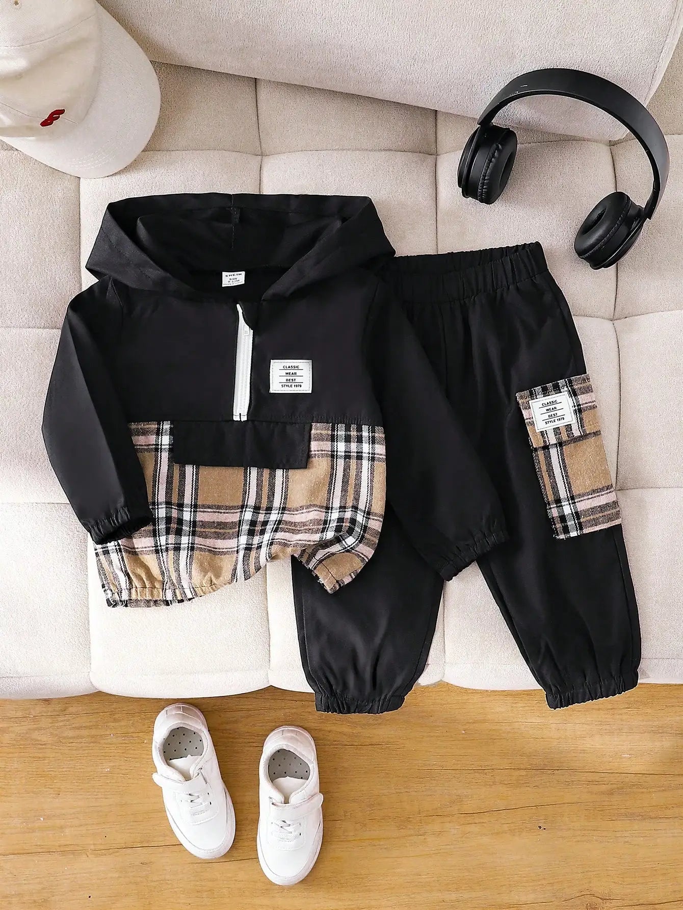 Baby Boys Matching Plaid Hoodie & Jogger Set