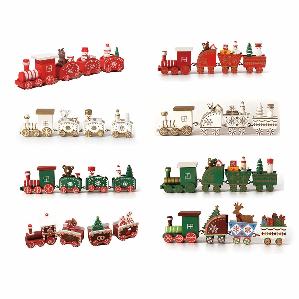 Small Wooden Christmas Train Decorations