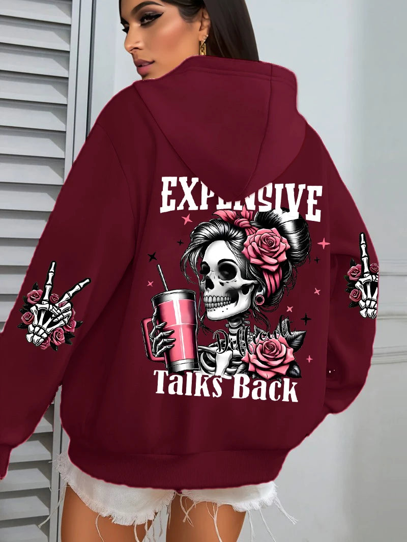 Expensive Talks Back Funny Print Hoodie