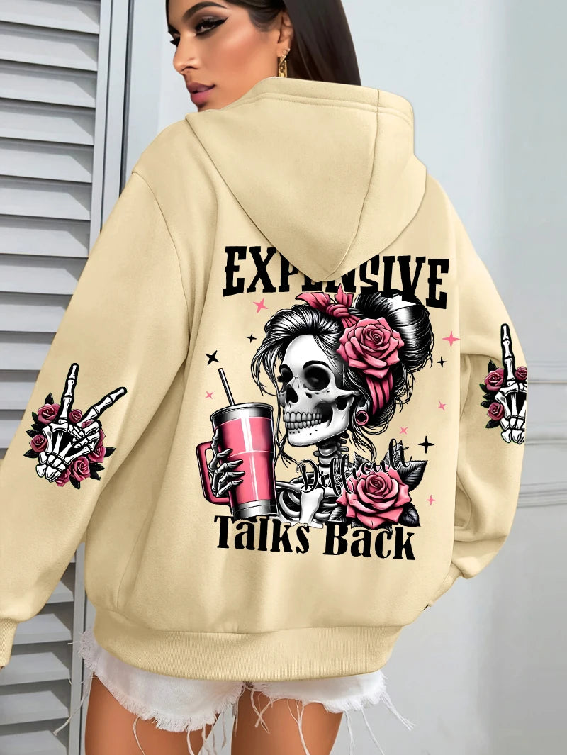 Expensive Talks Back Funny Print Hoodie