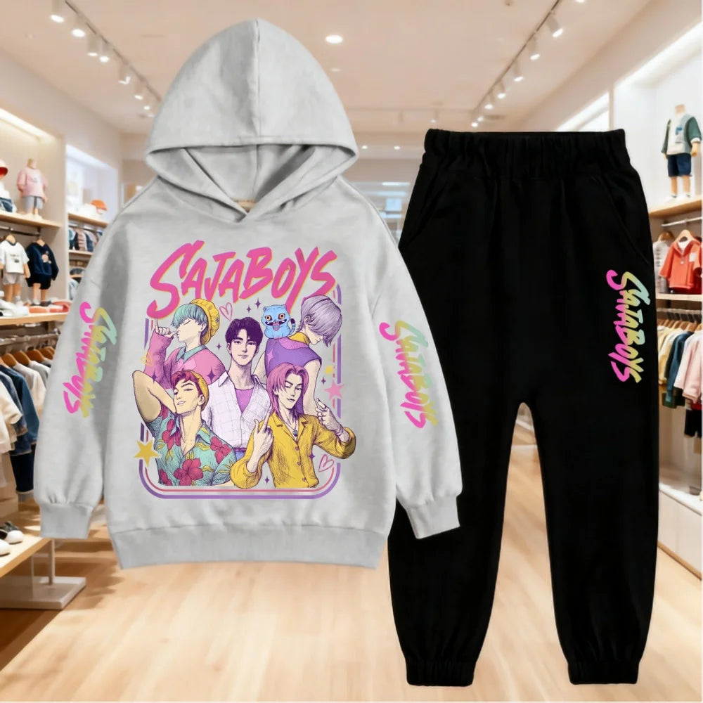 Kids Saja Boys K-pop Demon Hunters Inspired Hoodie & Joggers Set