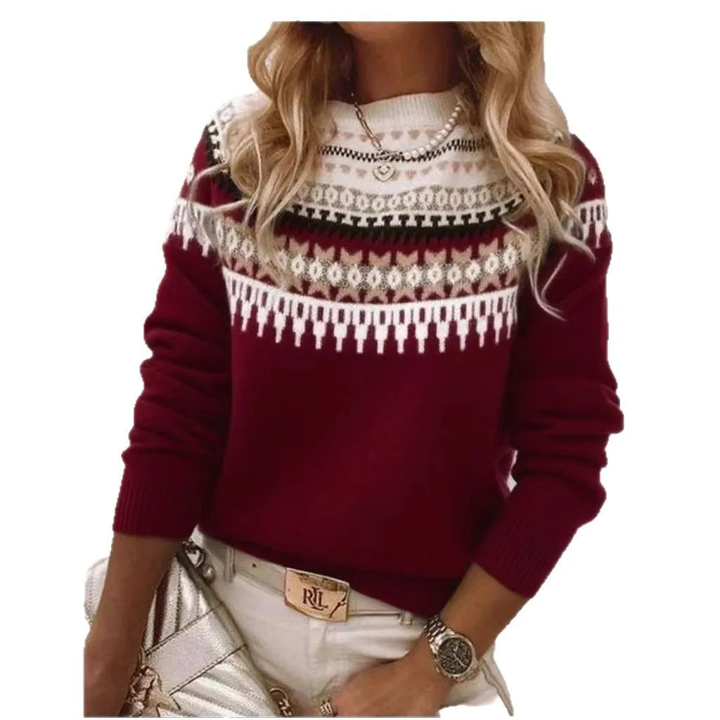 Loose Fit Geometric Pattern Sweater