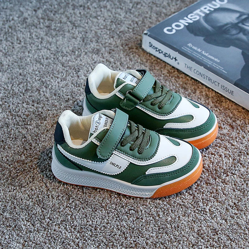 Kids PU Leather Casual Trainers