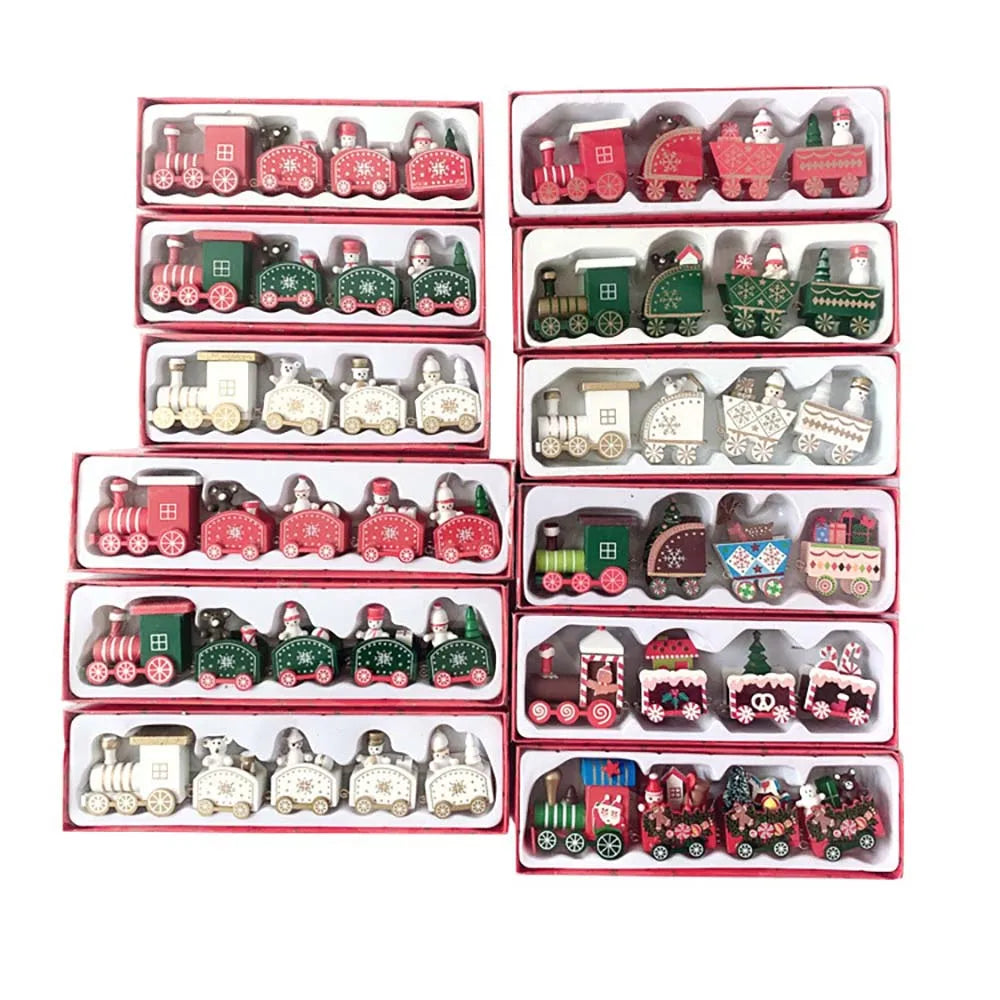 Small Wooden Christmas Train Decorations