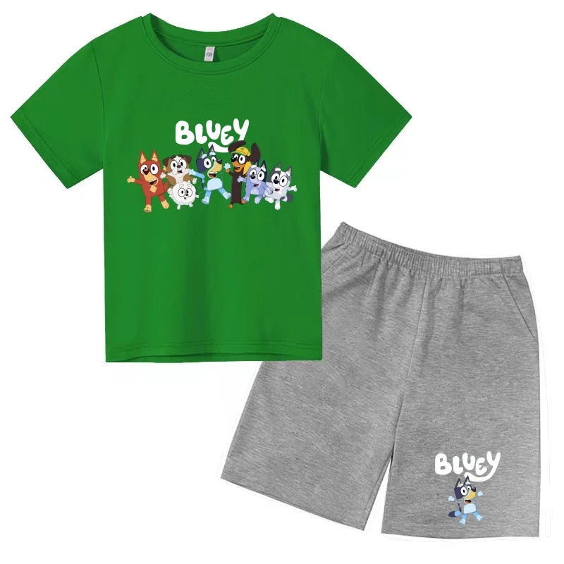 Kids Bluey Cartoon T-shirts & Shorts Set
