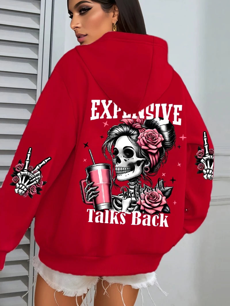 Expensive Talks Back Funny Print Hoodie