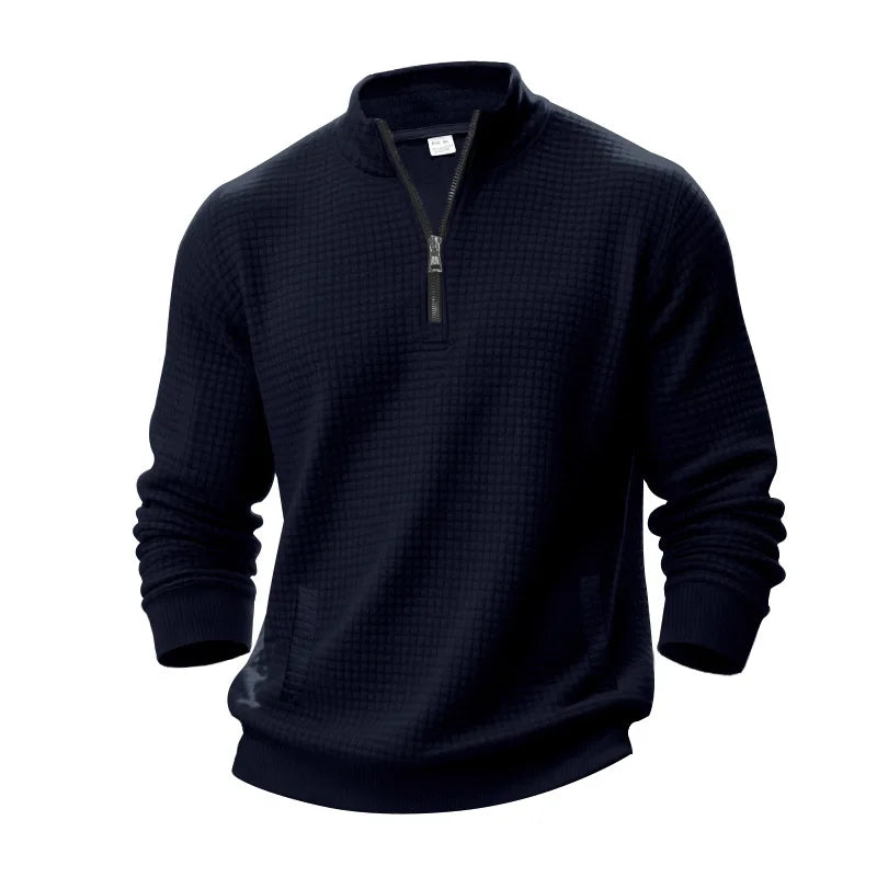 Men’s Half-Zip Check Pattern Sweatshirt