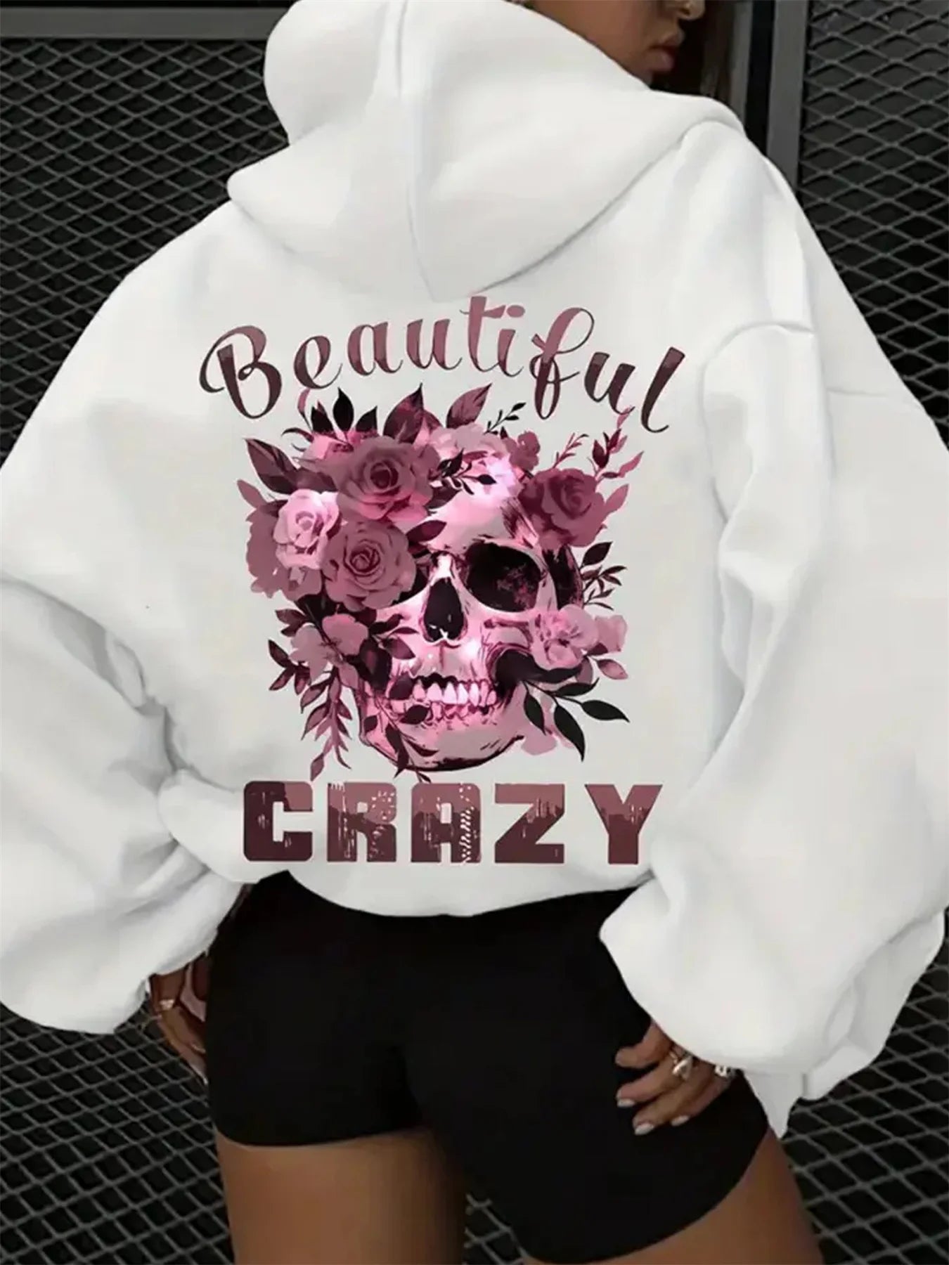 Skull & Floral Print Hoodie