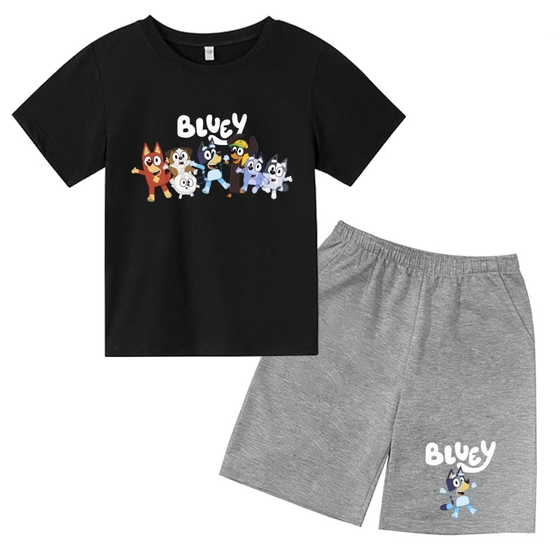Kids Bluey Cartoon T-shirts & Shorts Set