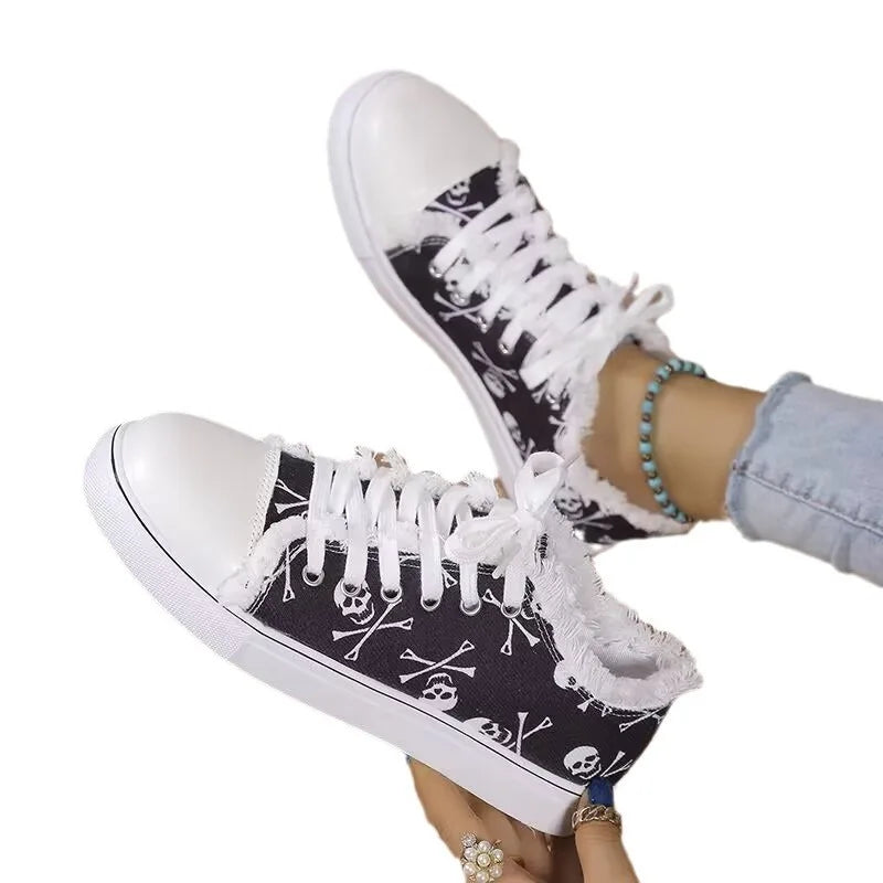 Skull Distressed Canvas Shoes