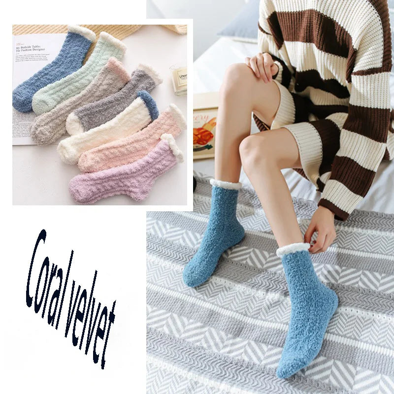 5 Pairs Thickened Coral Fleece Socks
