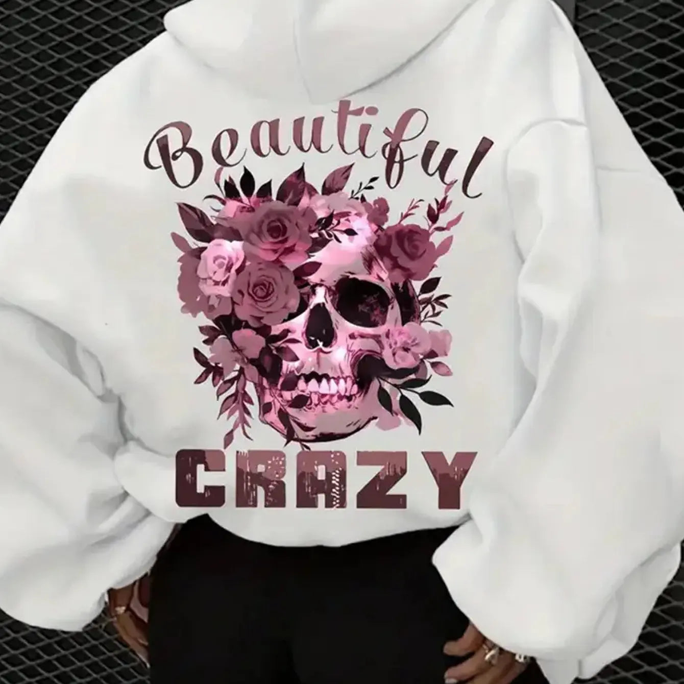 Skull & Floral Print Hoodie