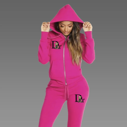 Little Bear Logo Zipper Hoodie and Jogger Set