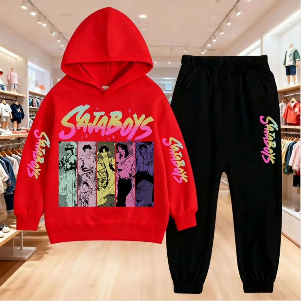 Kids Saja Boys K-pop Demon Hunters Inspired Hoodie & Joggers Set