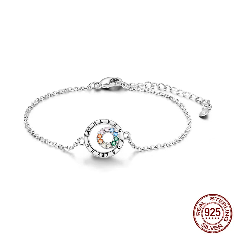 Silver FOREVER Circle Link Bracelet