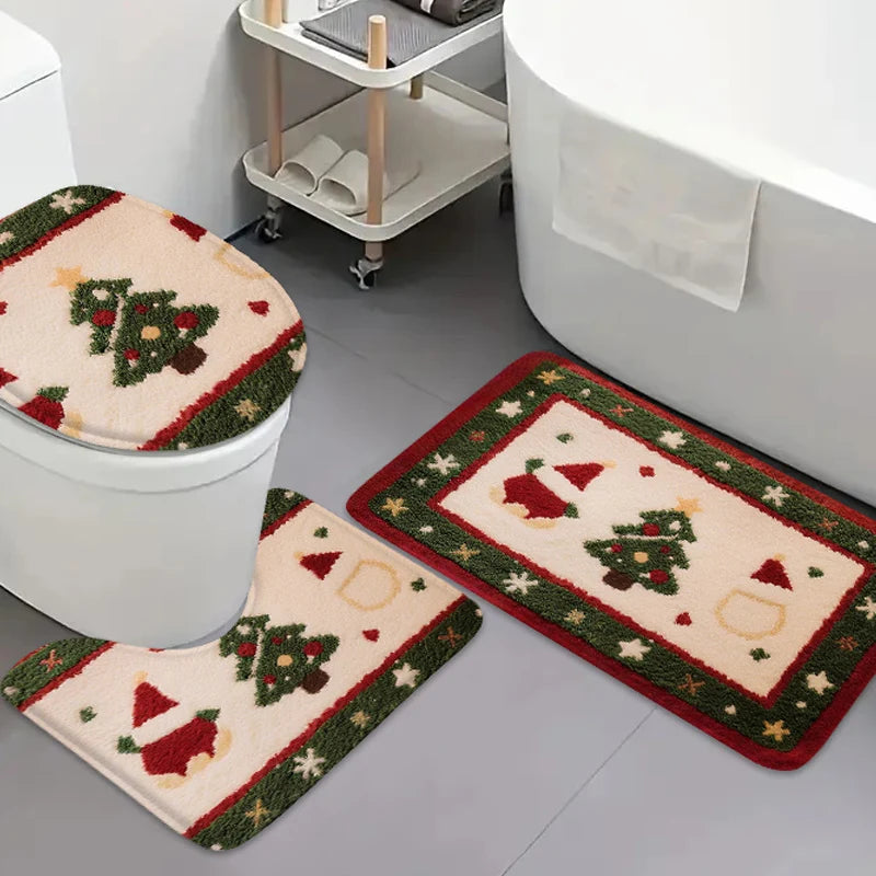 3pcs Christmas Bathroom Mats