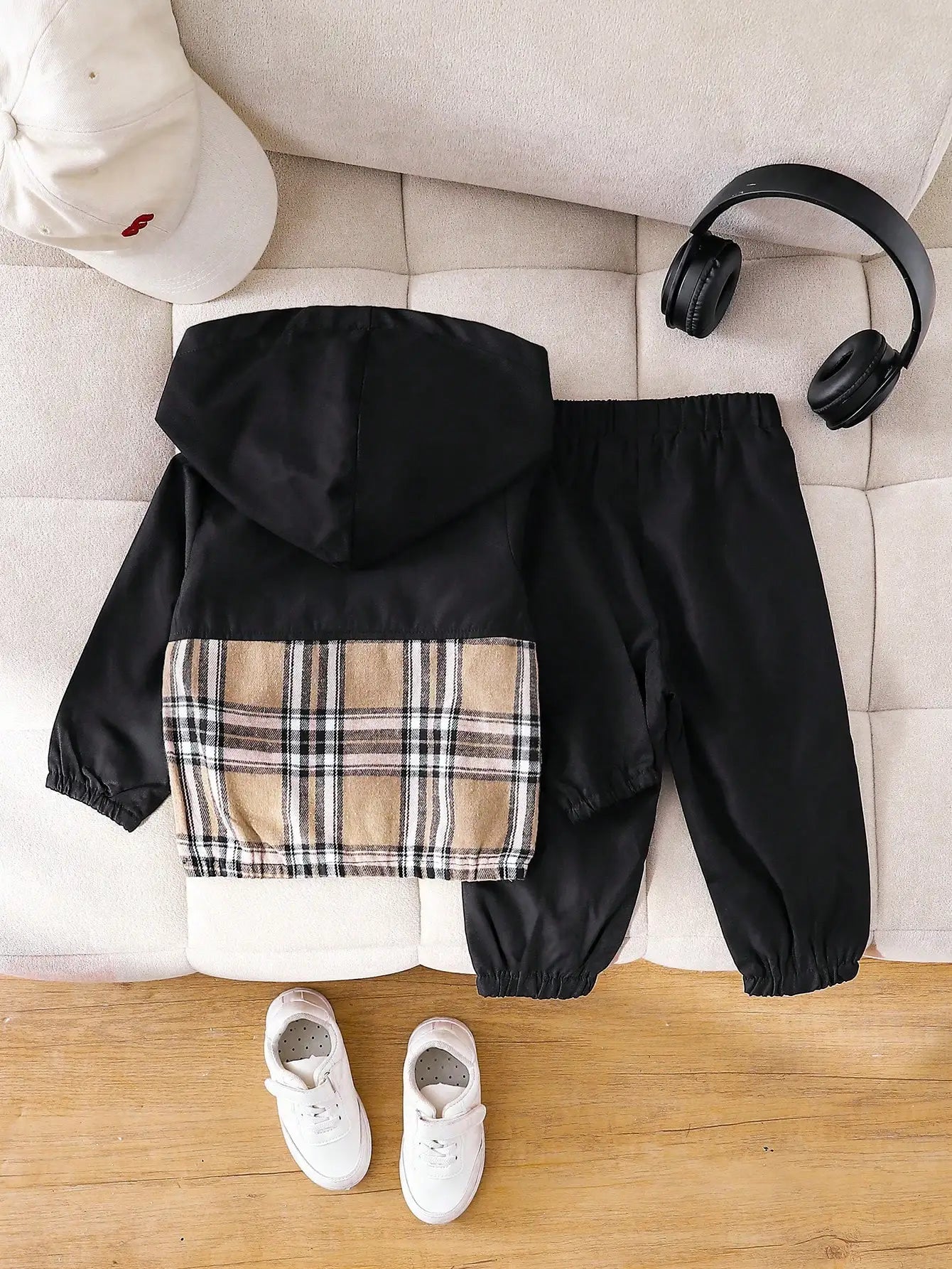 Baby Boys Matching Plaid Hoodie & Jogger Set