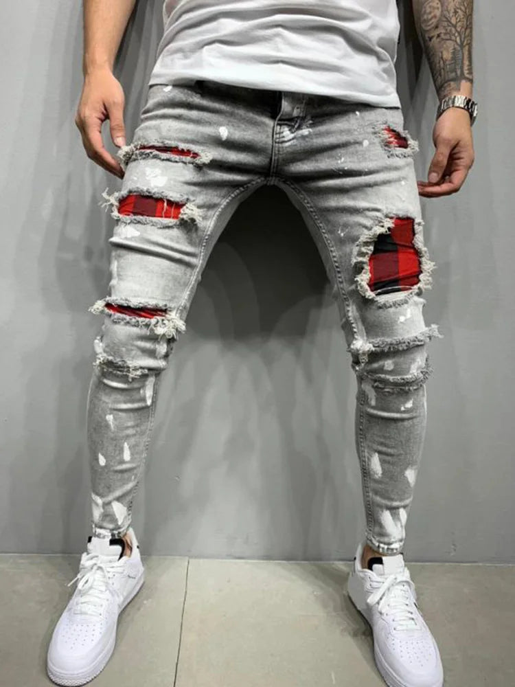 Men’s Skinny Fit Ripped Distressed Jeans
