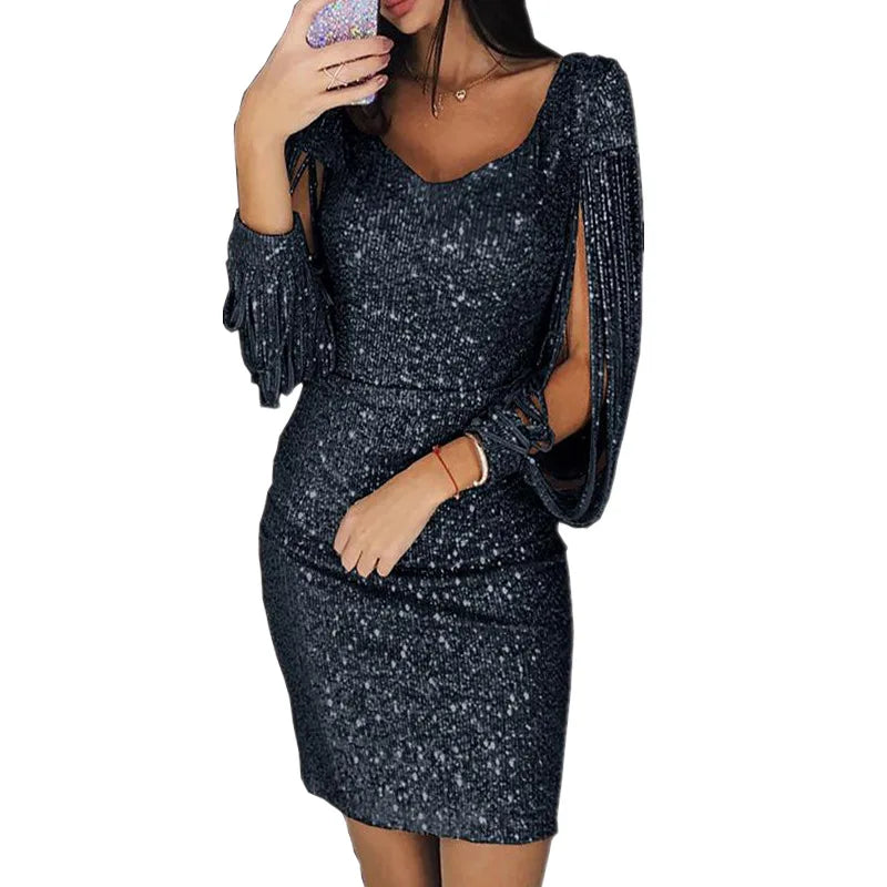 Spilt Sleeve Sequin Mini Dress