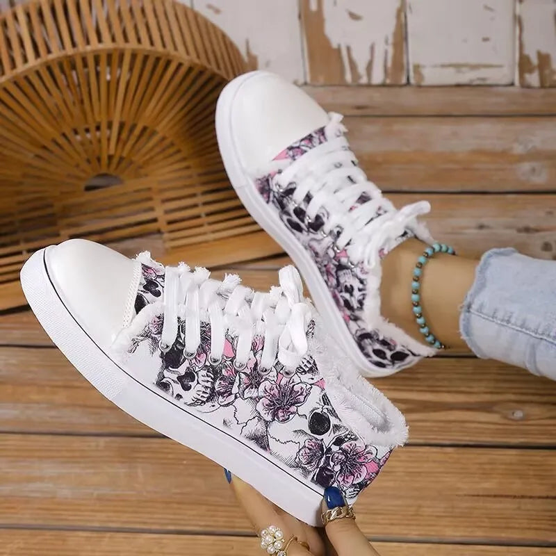 Skull Distressed Canvas Shoes