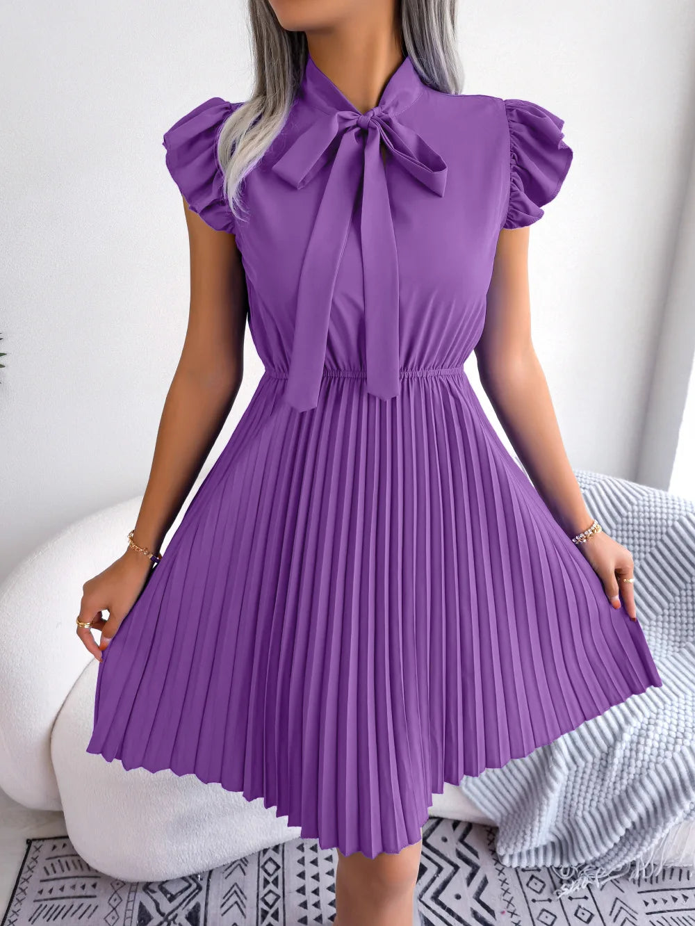 Pleated Mini Dress