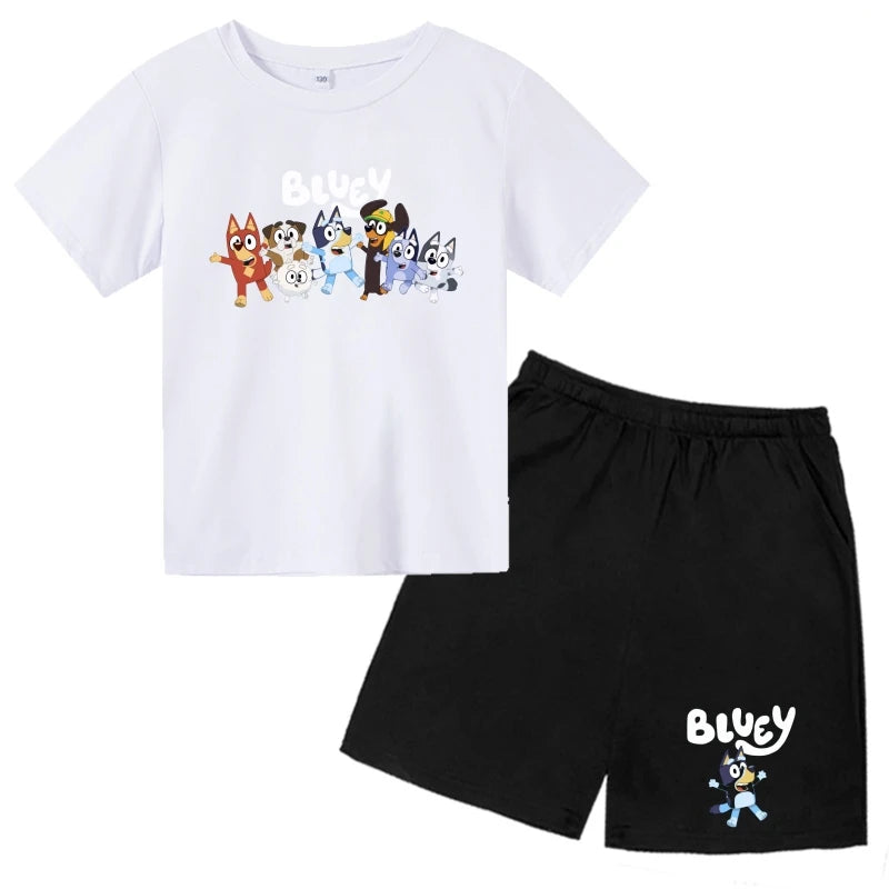 Kids Bluey Cartoon T-shirts & Shorts Set