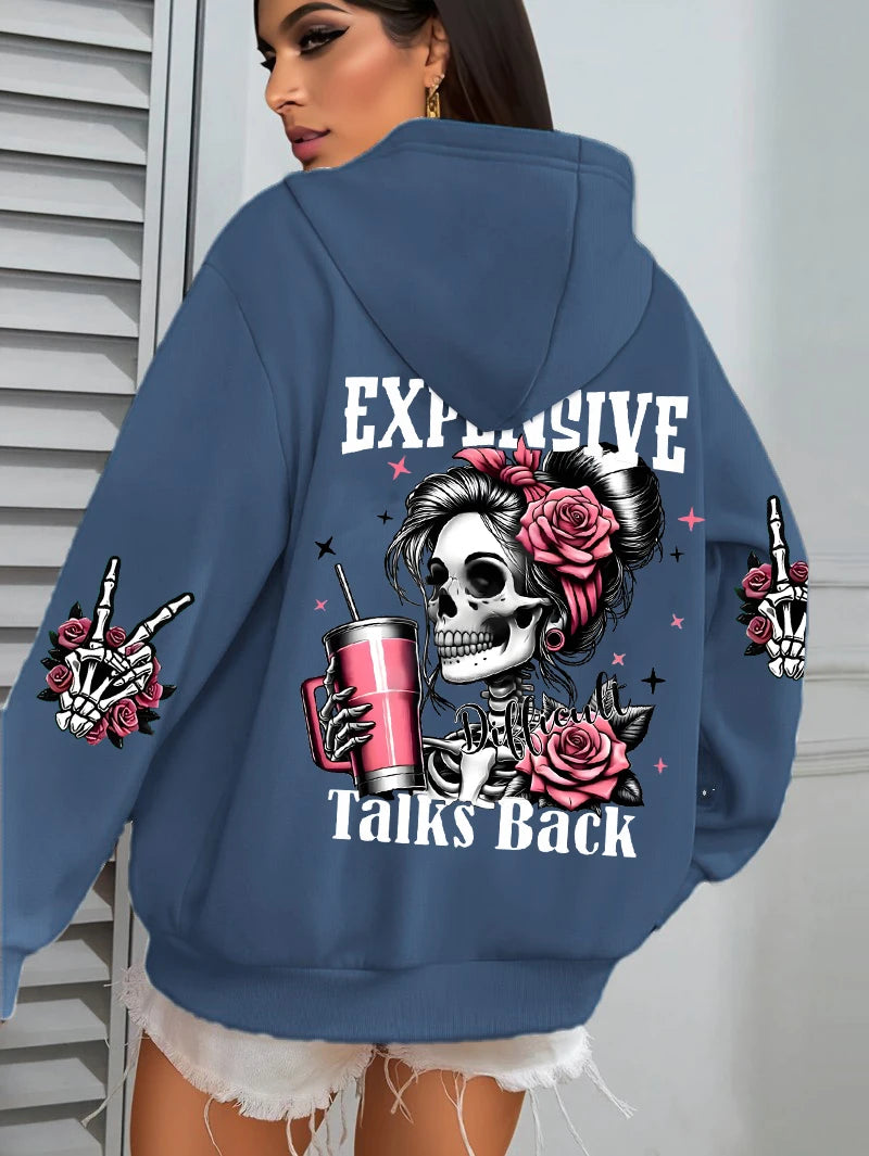 Expensive Talks Back Funny Print Hoodie
