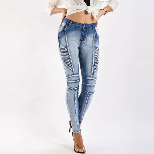 Biker Style Denim Jeans
