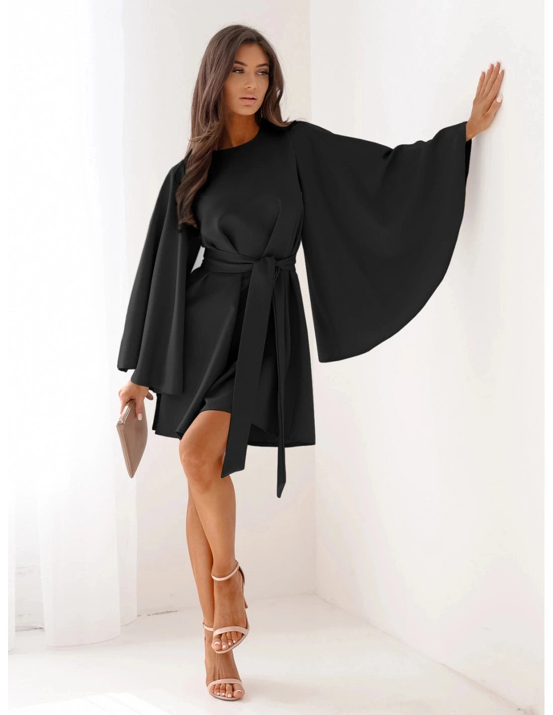 Elegant Flared Sleeved Mini Dress