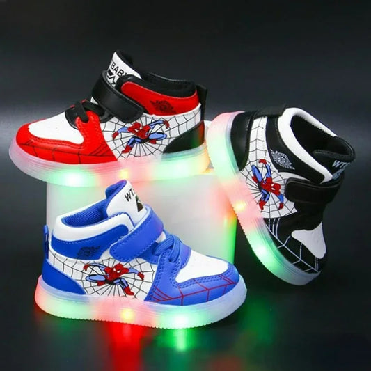 Kids Led Light Spiderman Trainers