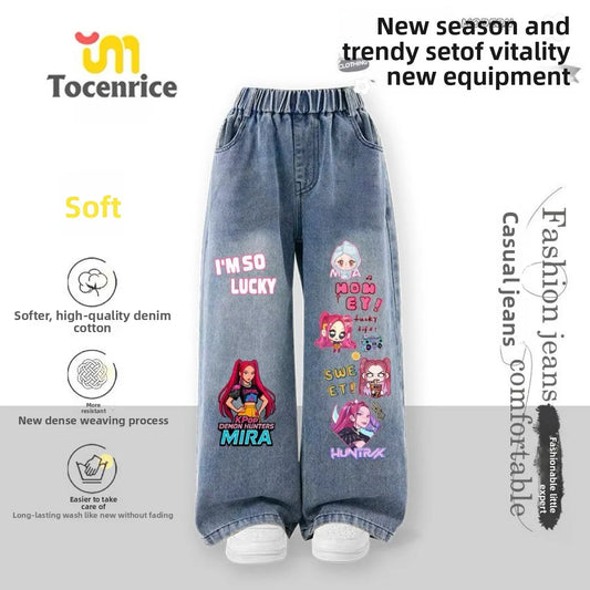 Girls K-Pop Demon Hunter Printed Jeans