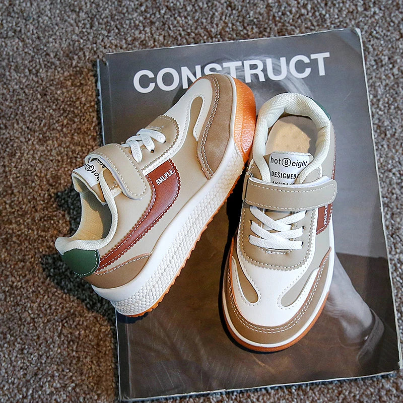 Kids PU Leather Casual Trainers