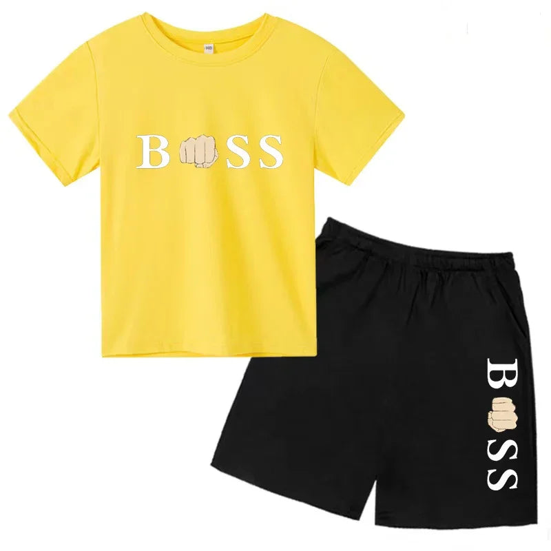 Kids Boss Inspired T-Shirt & Shorts Set