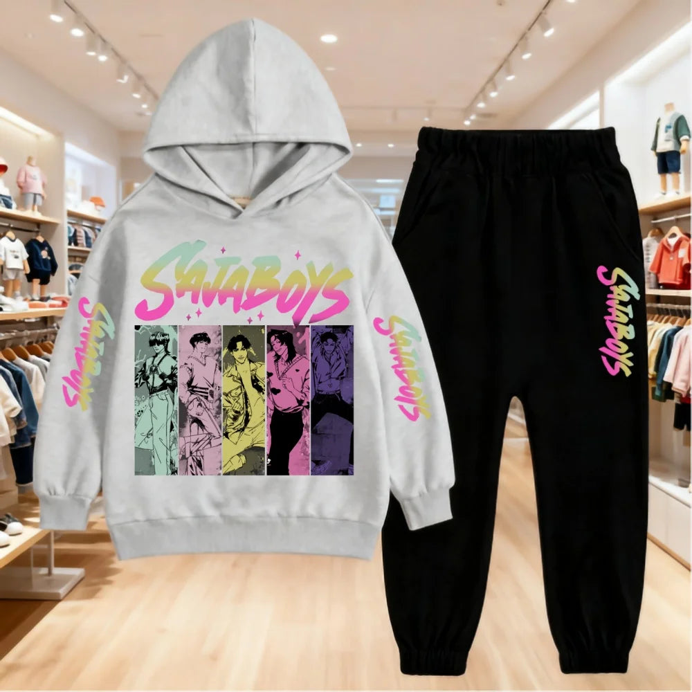 Kids Saja Boys K-pop Demon Hunters Inspired Hoodie & Joggers Set