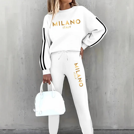 Fashionable Milano Stripped Arm Sweater & Jogger Set