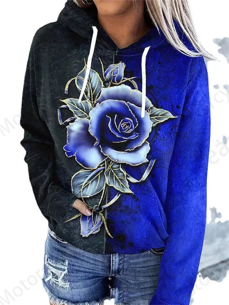 Rose Floral Print Hoodie