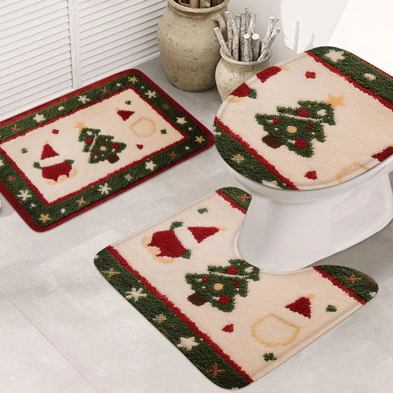 3pcs Christmas Bathroom Mats