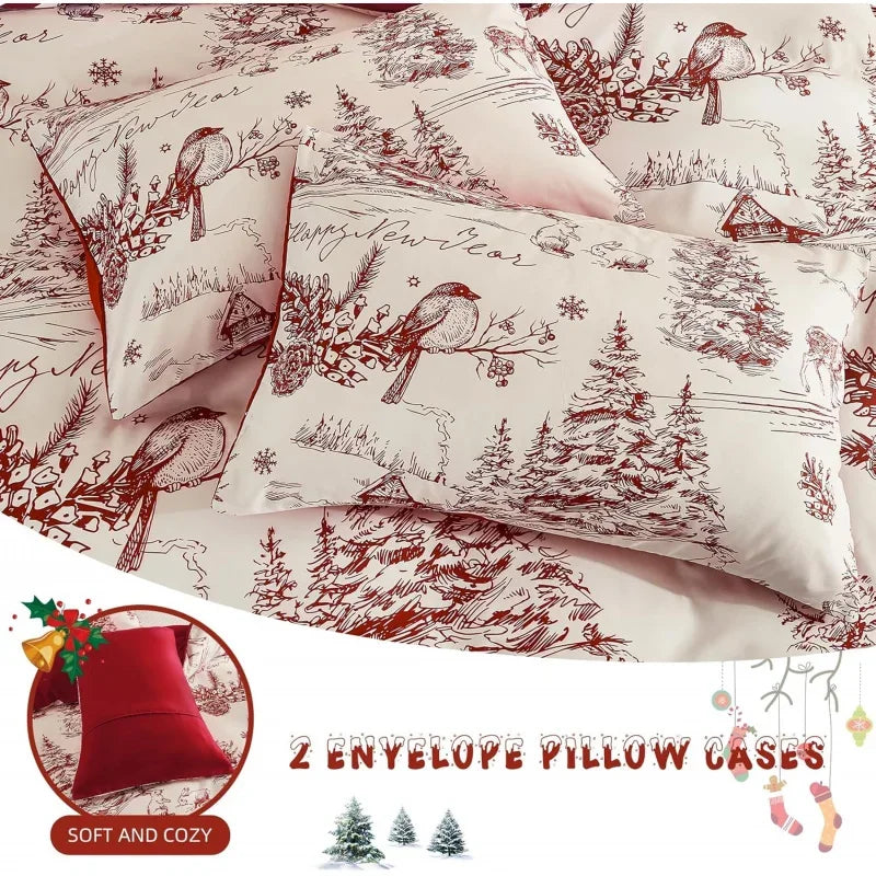 Red Christmas Countryside Duvet Cover Set