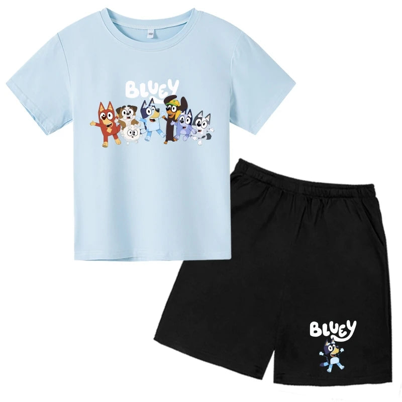 Kids Bluey Cartoon T-shirts & Shorts Set