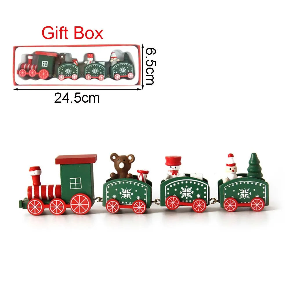 Small Wooden Christmas Train Decorations