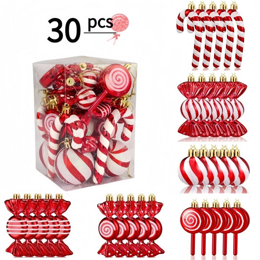 30Pc 6-10cm Candy Lollipop Christmas Tree Ornaments