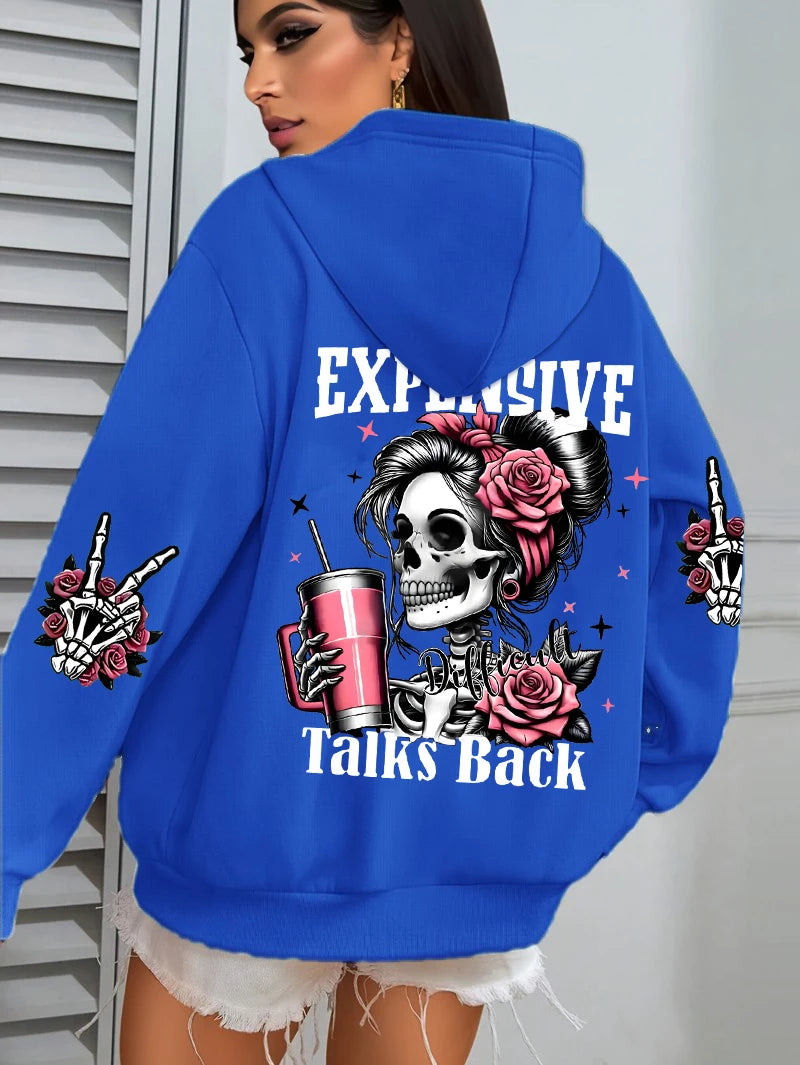 Expensive Talks Back Funny Print Hoodie