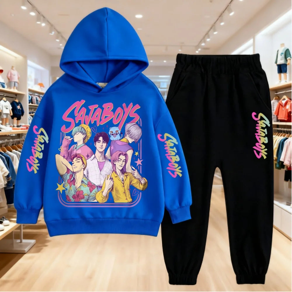 Kids Saja Boys K-pop Demon Hunters Inspired Hoodie & Joggers Set
