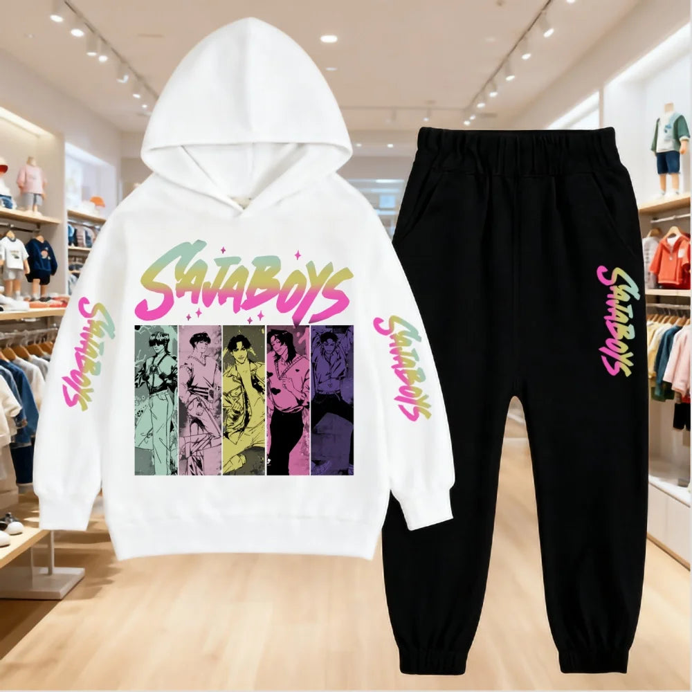 Kids Saja Boys K-pop Demon Hunters Inspired Hoodie & Joggers Set