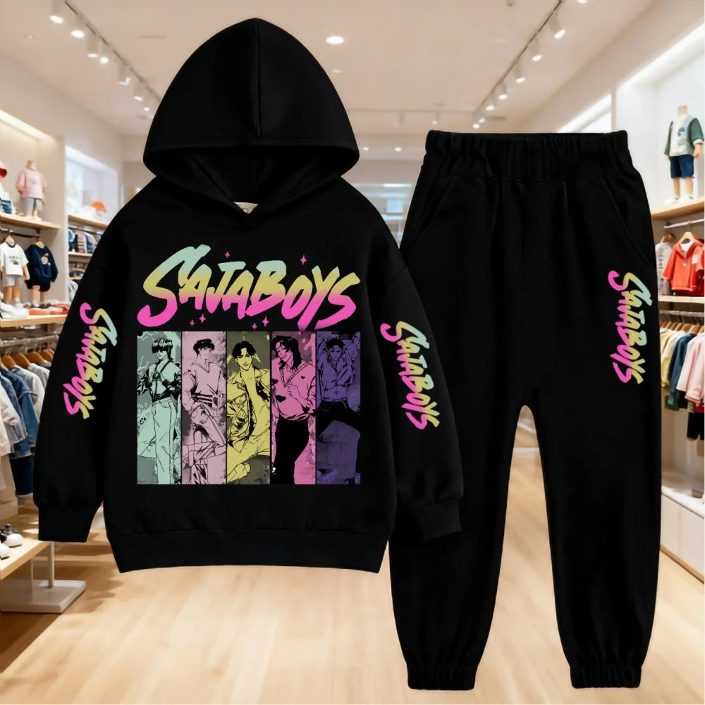 Kids Saja Boys K-pop Demon Hunters Inspired Hoodie & Joggers Set
