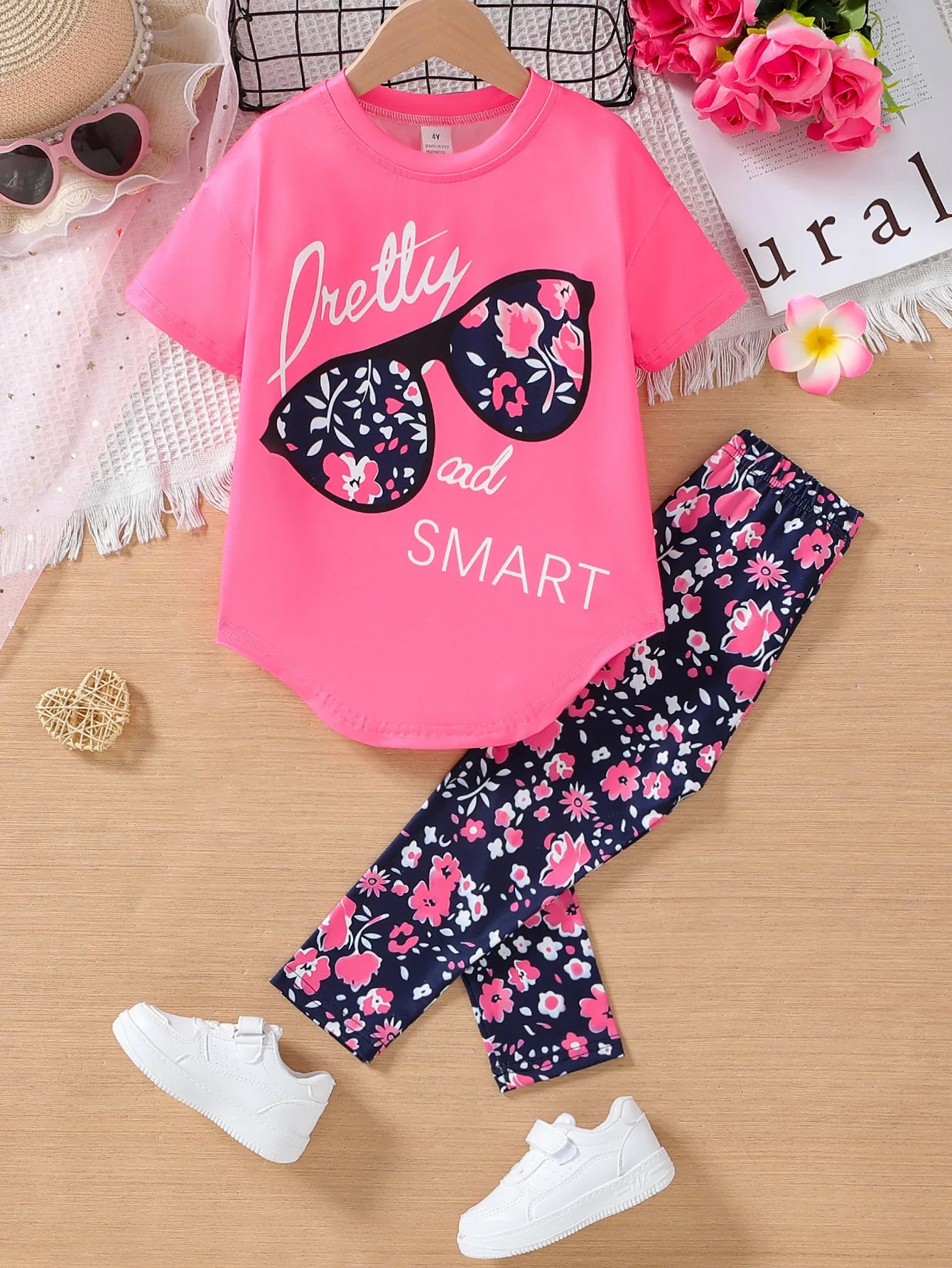 Girls Clothing Short Sleeve Top & Leggings 2Pcs Set