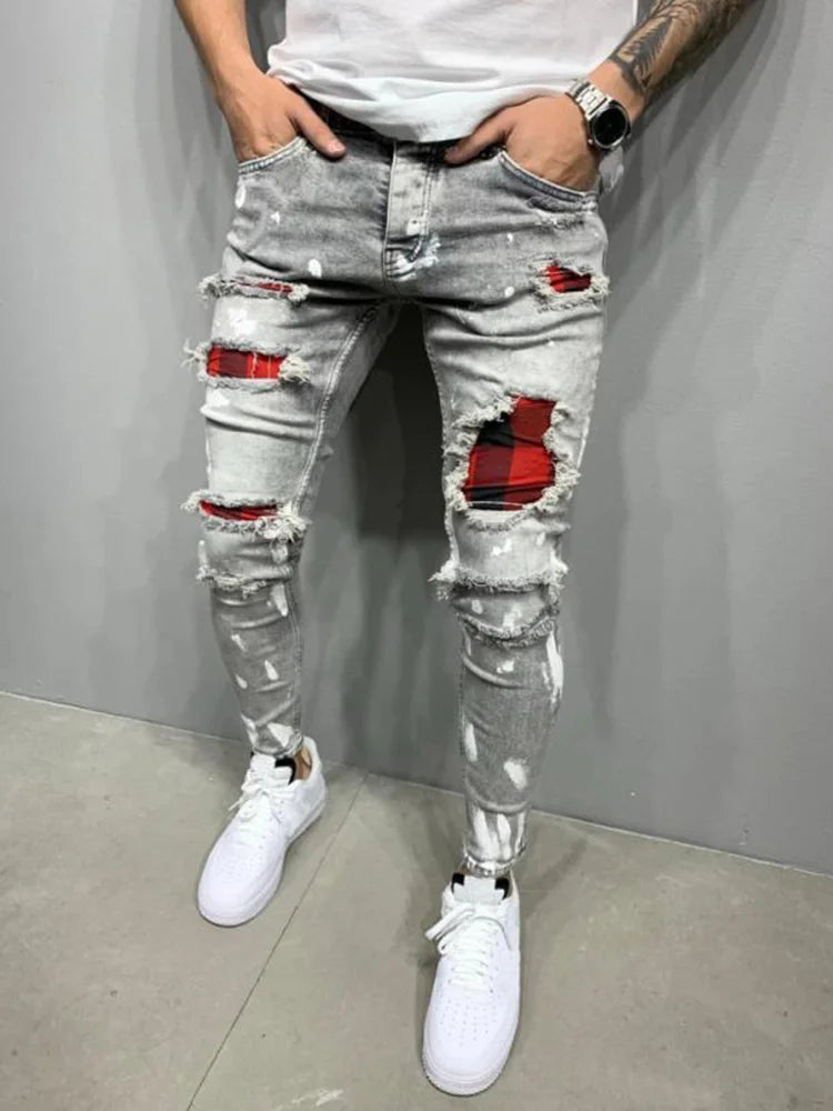 Men’s Skinny Fit Ripped Distressed Jeans
