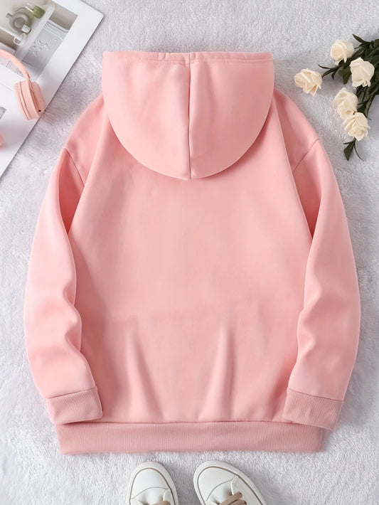 Casual Long Drinks Print Drawstring Hoodie