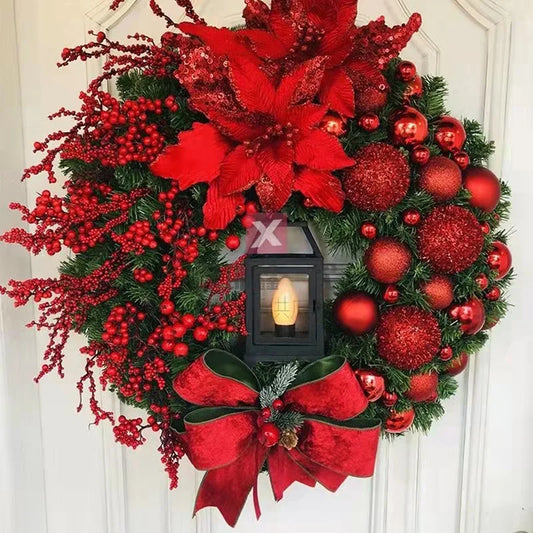Christmas Wreath With Lamp Decoration